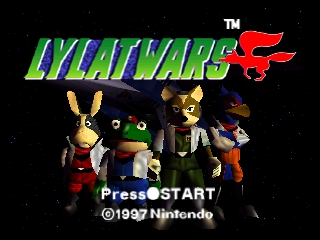 Lylat Wars title screen for Nintendo 64